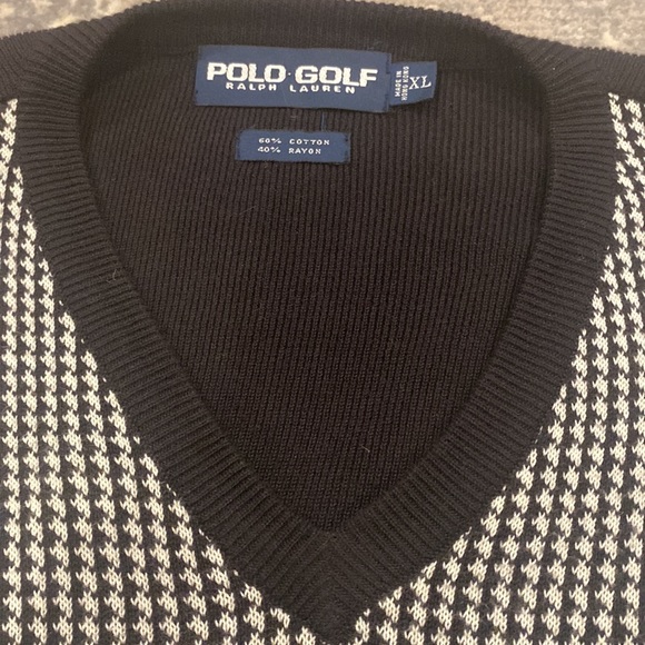 POLO GOLF BLACK AND WHITE HOUNDS TOOTH SWEATER VEST XL - Picture 4 of 9